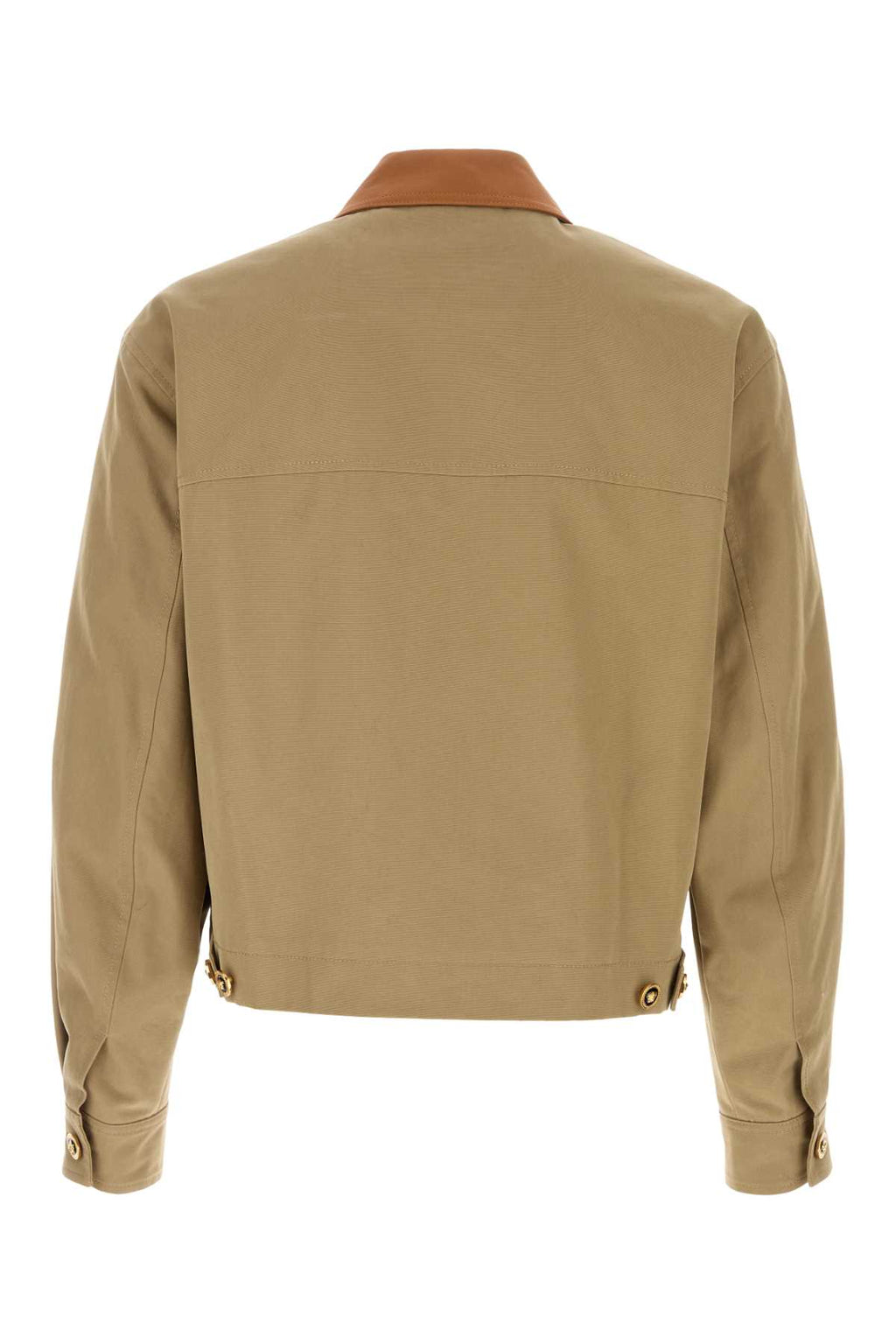 VERSACE BLOUSON COTTON CANVAS FABRIC + LEATHER CONTRAST For Men Exterior: 100% Cotton Lining: 100% Cupro