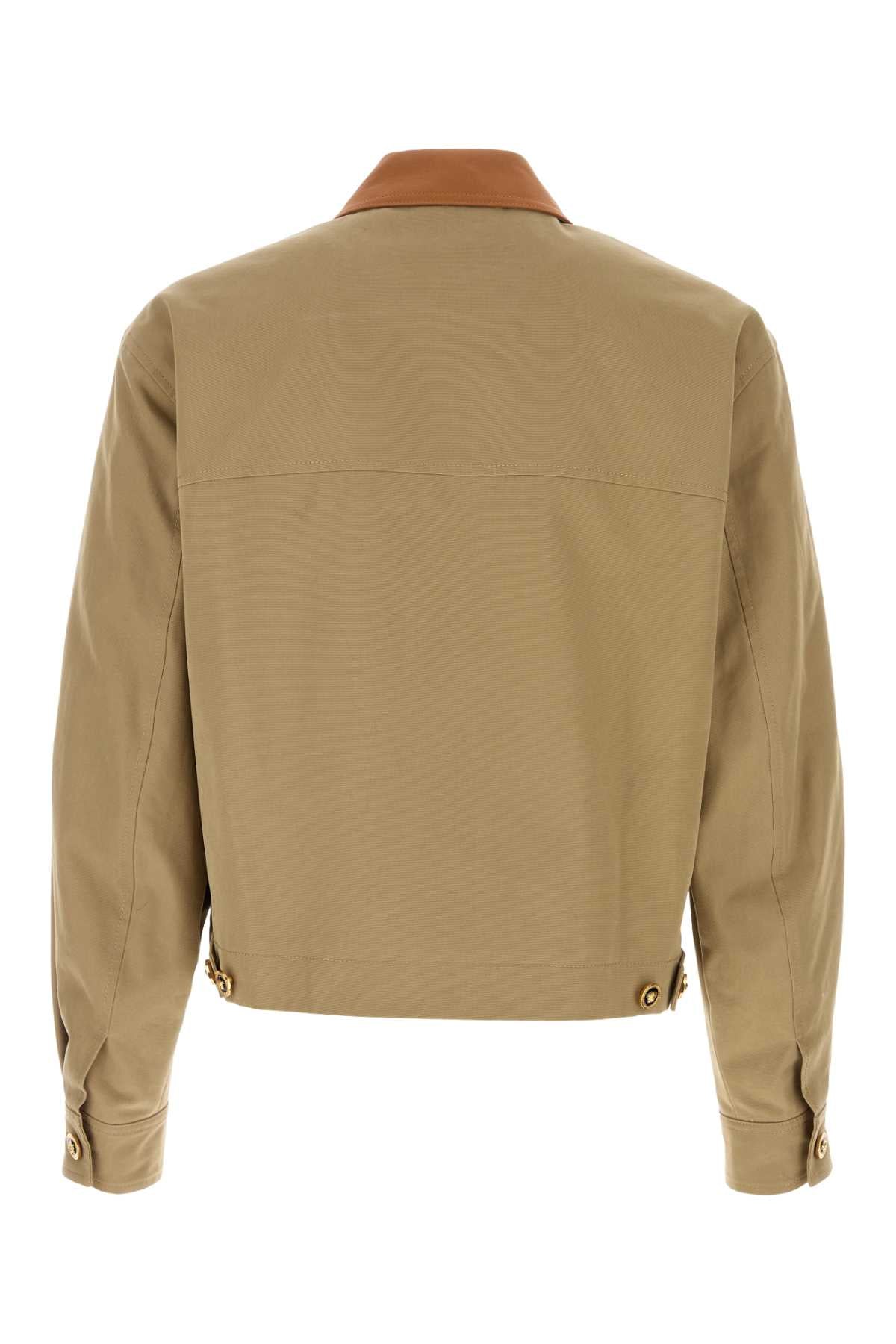 VERSACE BLOUSON COTTON CANVAS FABRIC + LEATHER CONTRAST For Men Exterior: 100% Cotton Lining: 100% Cupro