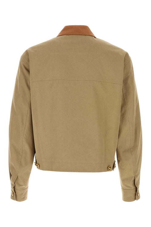 VERSACE BLOUSON COTTON CANVAS FABRIC + LEATHER CONTRAST For Men Exterior: 100% Cotton Lining: 100% Cupro