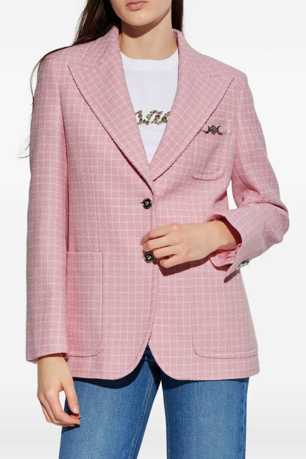 VERSACE Blazer Check For Women 89% virgin wool 11% nylon