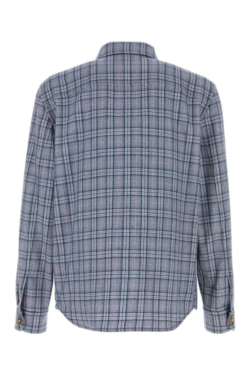 VERSACE BLOUSON CHECK WOOL FLANNEL WITH VERSACE EMBROIDERY For Men Exterior: 100% Virgin wool