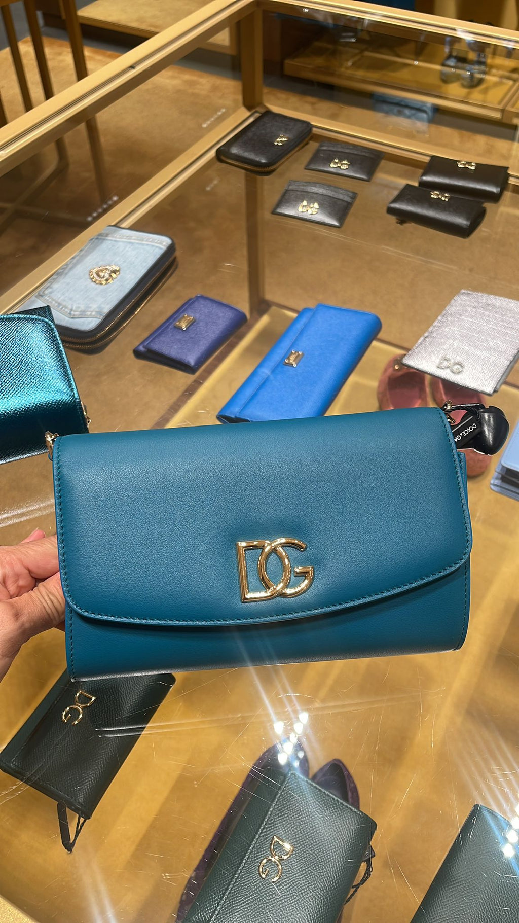 DG Logo Metallic Leather Crossbody Bag