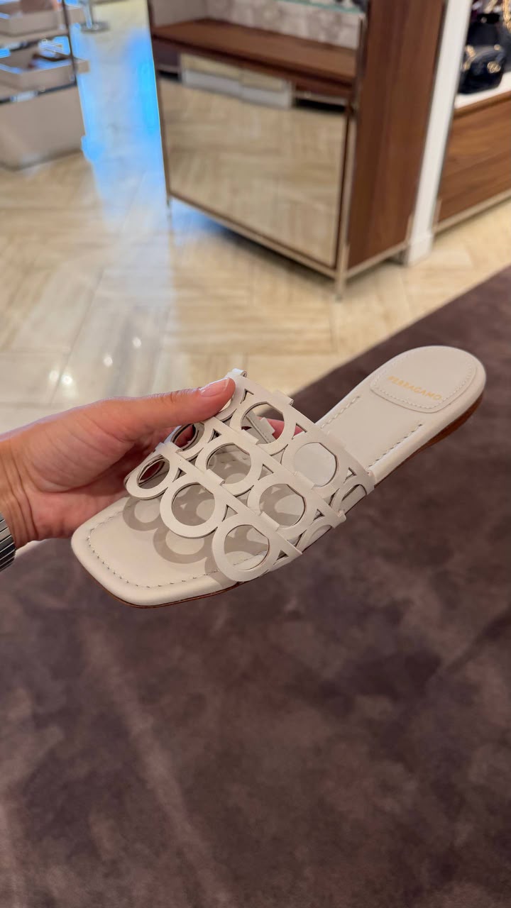 Gancini cutout slide sandal