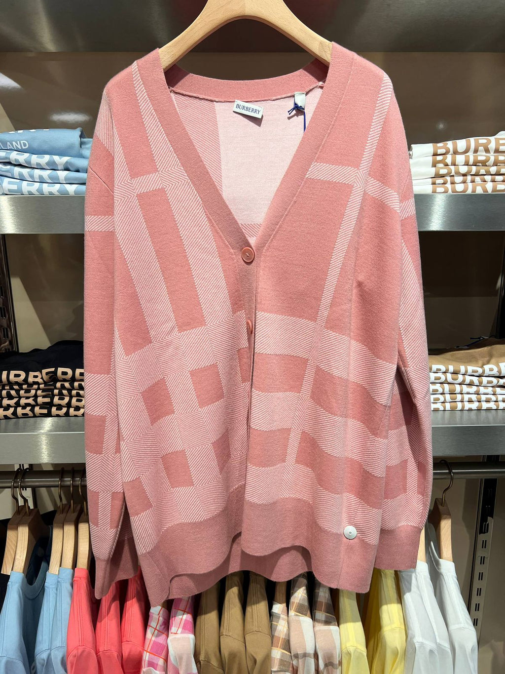Check Knit V-neck Cardigan