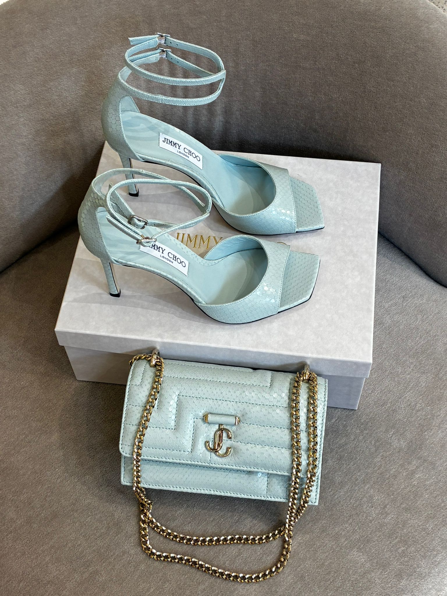 Jimmy Choo Aveline 100 Sandals and Varenne Shoulder Bag