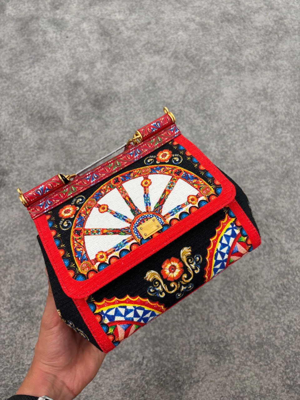 Sicily Small Bag in Carretto Print Canvas