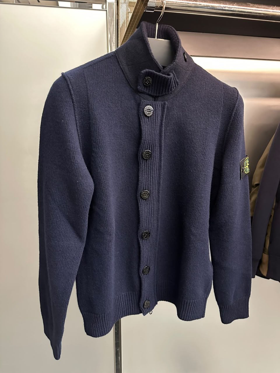 Mock Neck Button-Up Cardigan