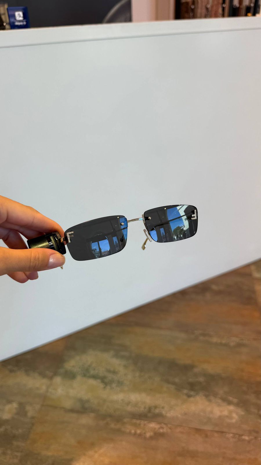 Rimless Sunglasses with Crystal Logo
