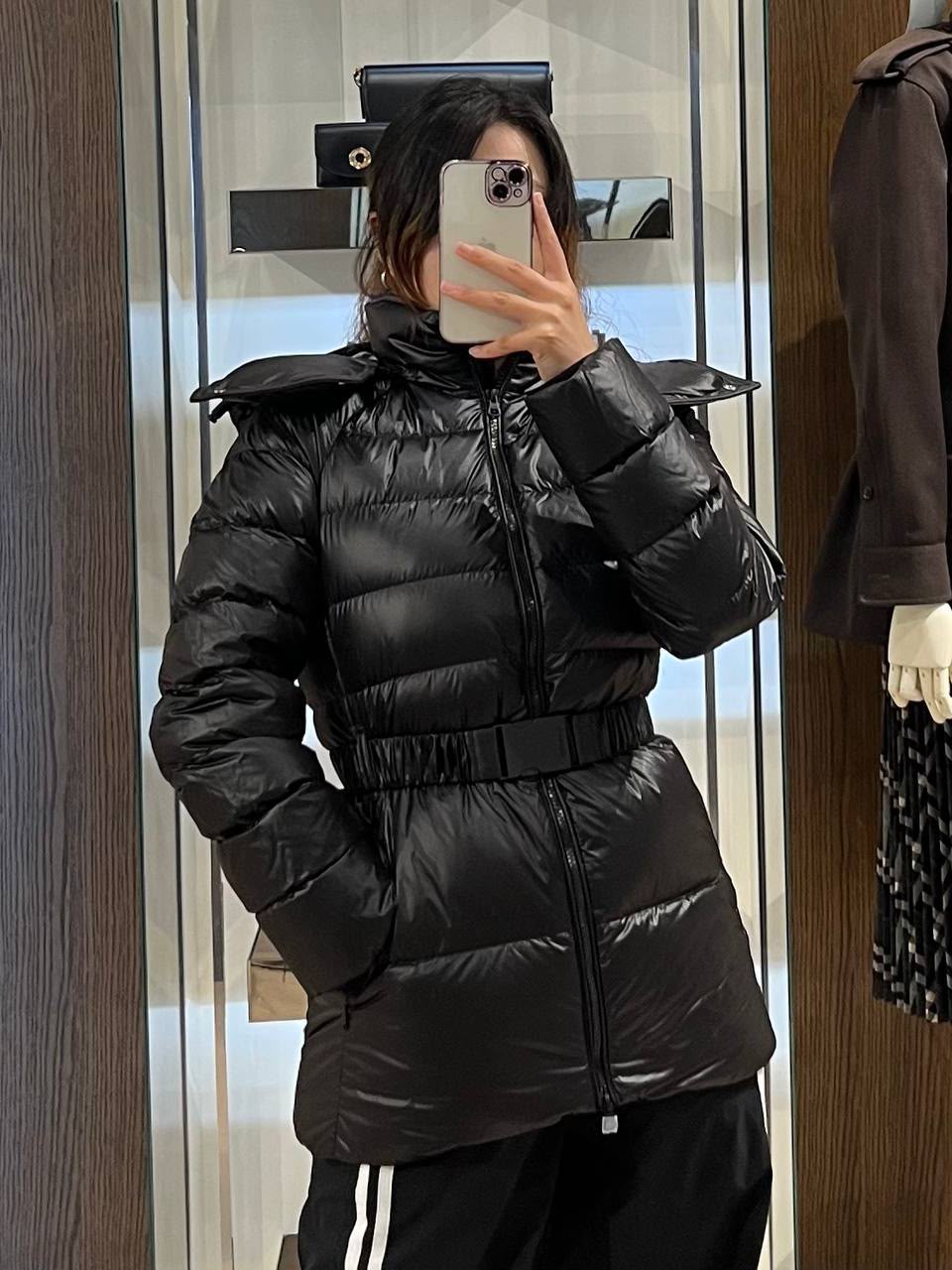 Detachable Hood Belted Puffer Jacket