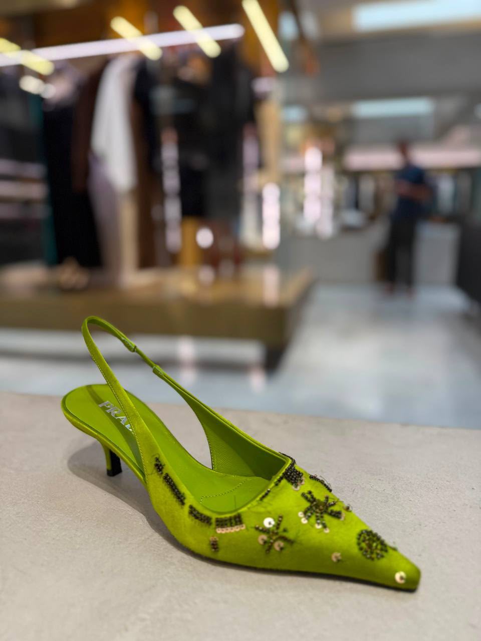 Embellished Satin Slingback Pumps