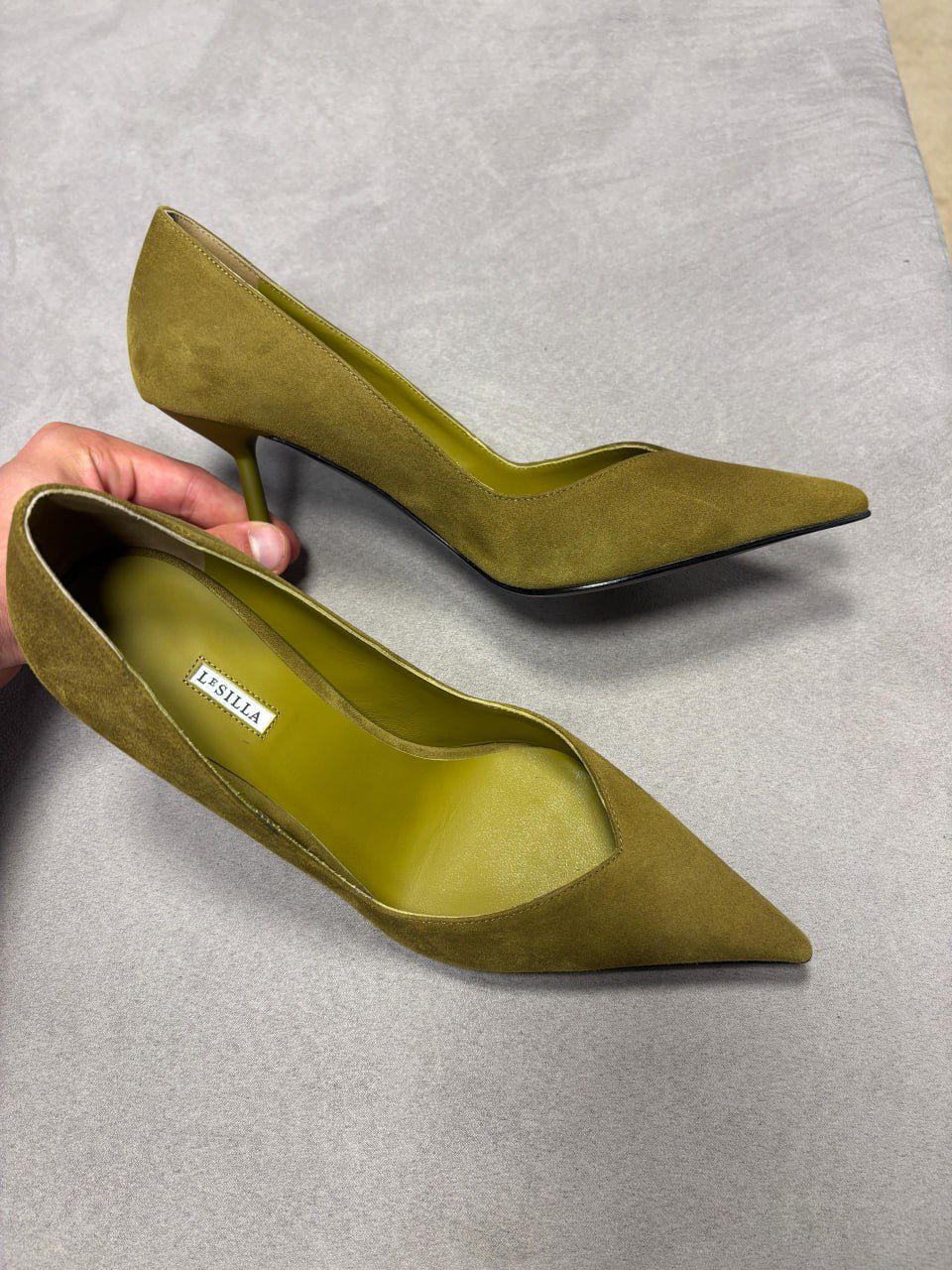 Suede Pointed-Toe Kitten Heel Pumps