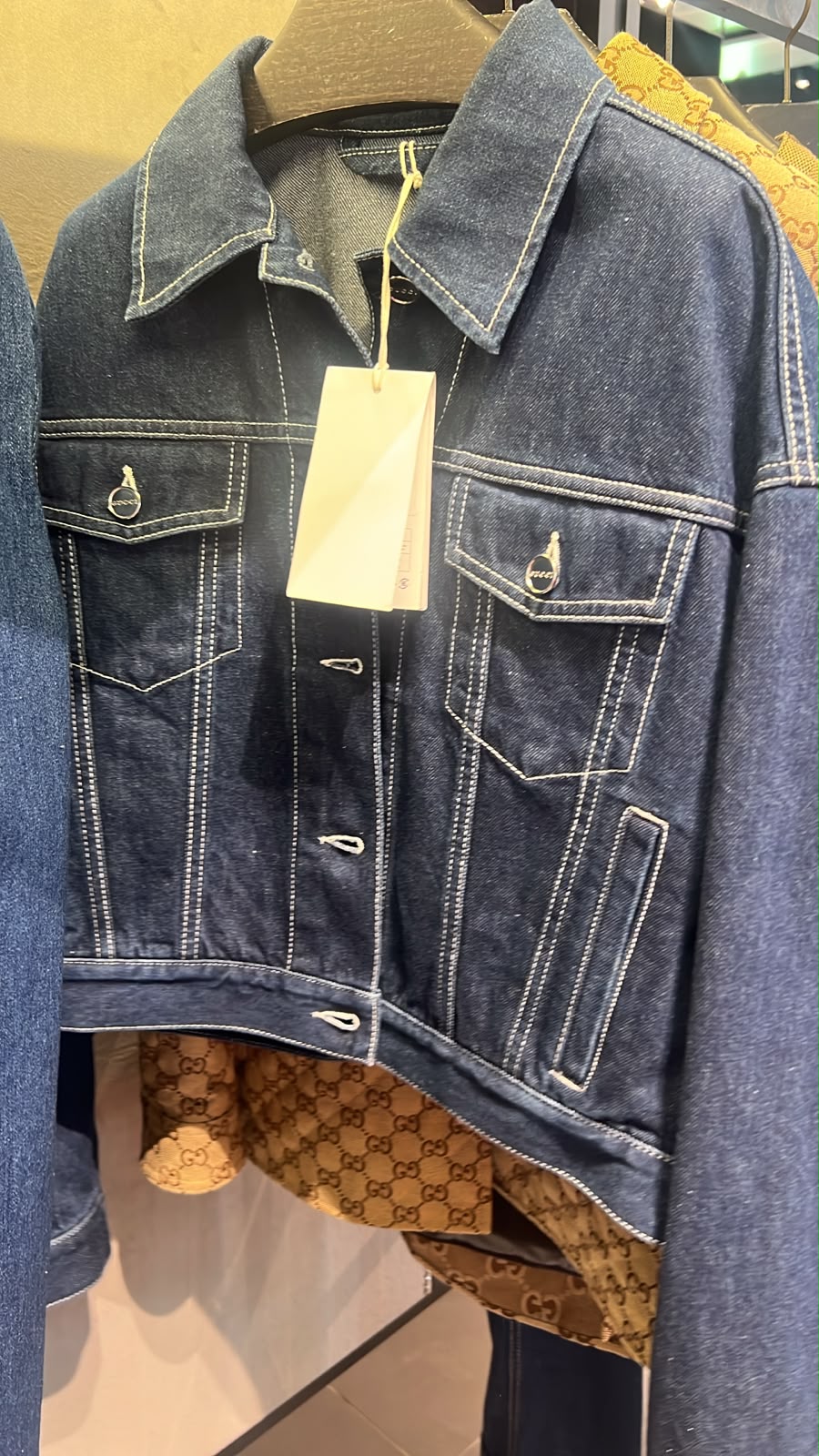 Denim Jacket with Logo and Crest