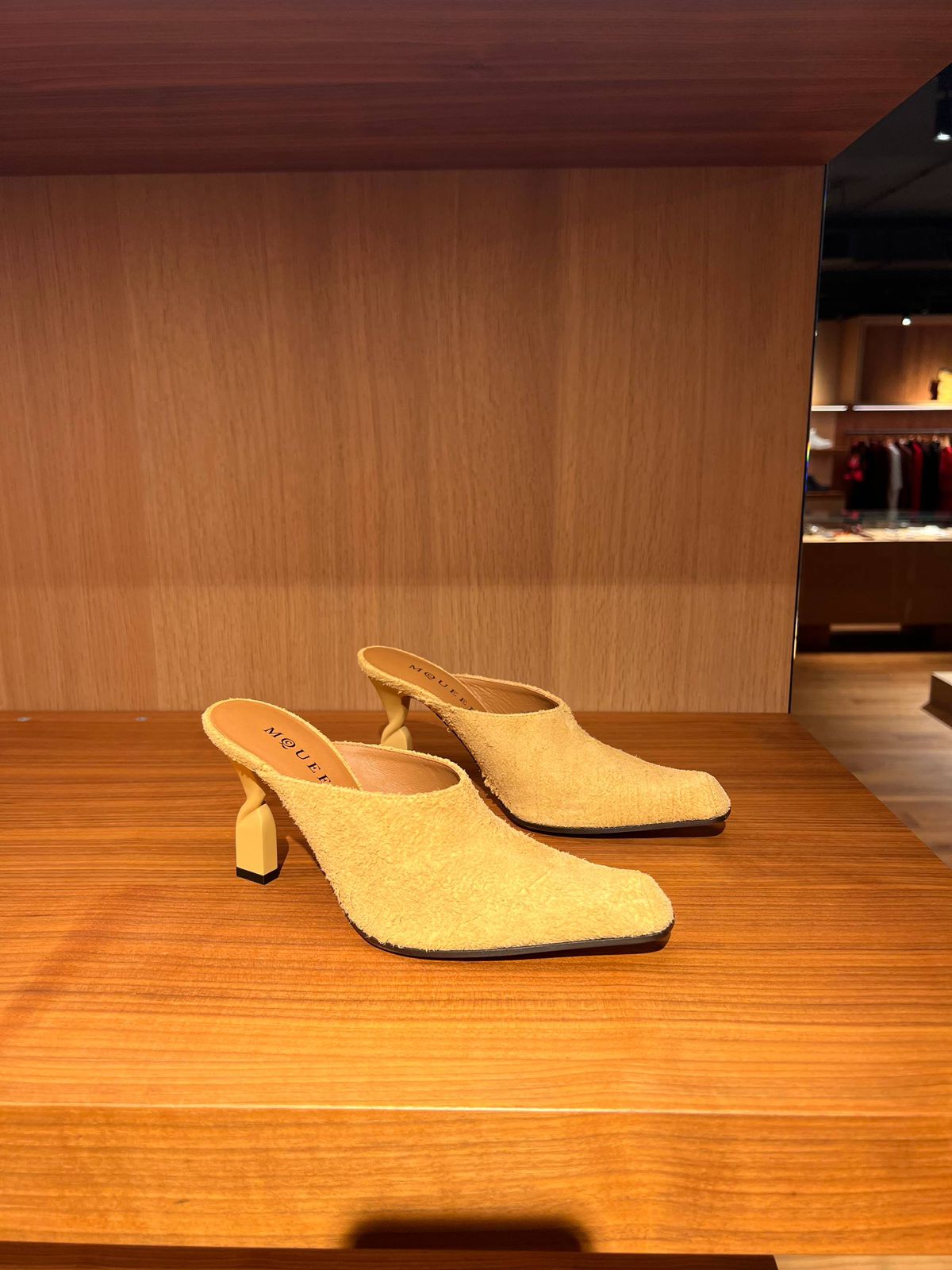 Textured Heeled Mules