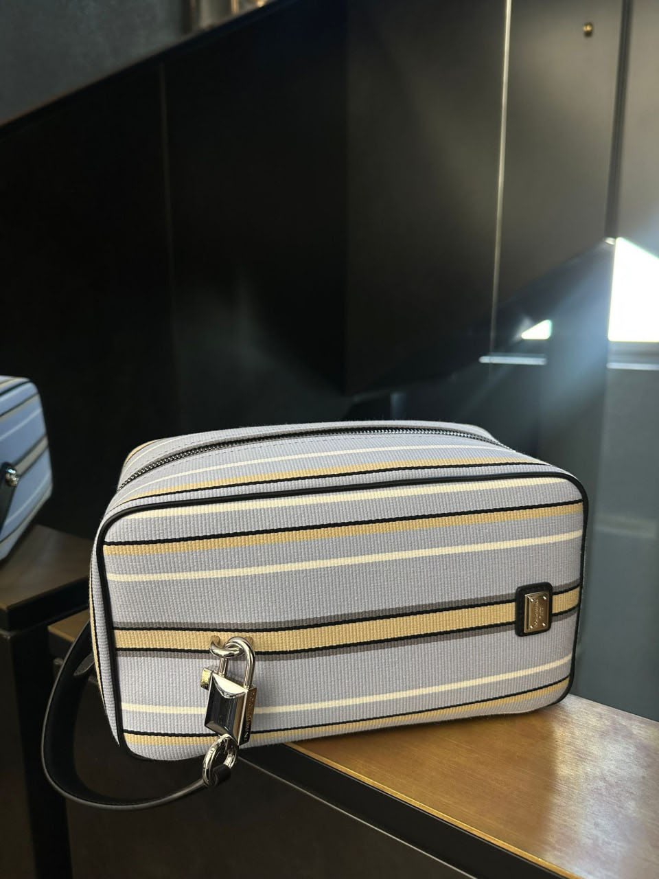 Striped Canvas Toiletry Bag
