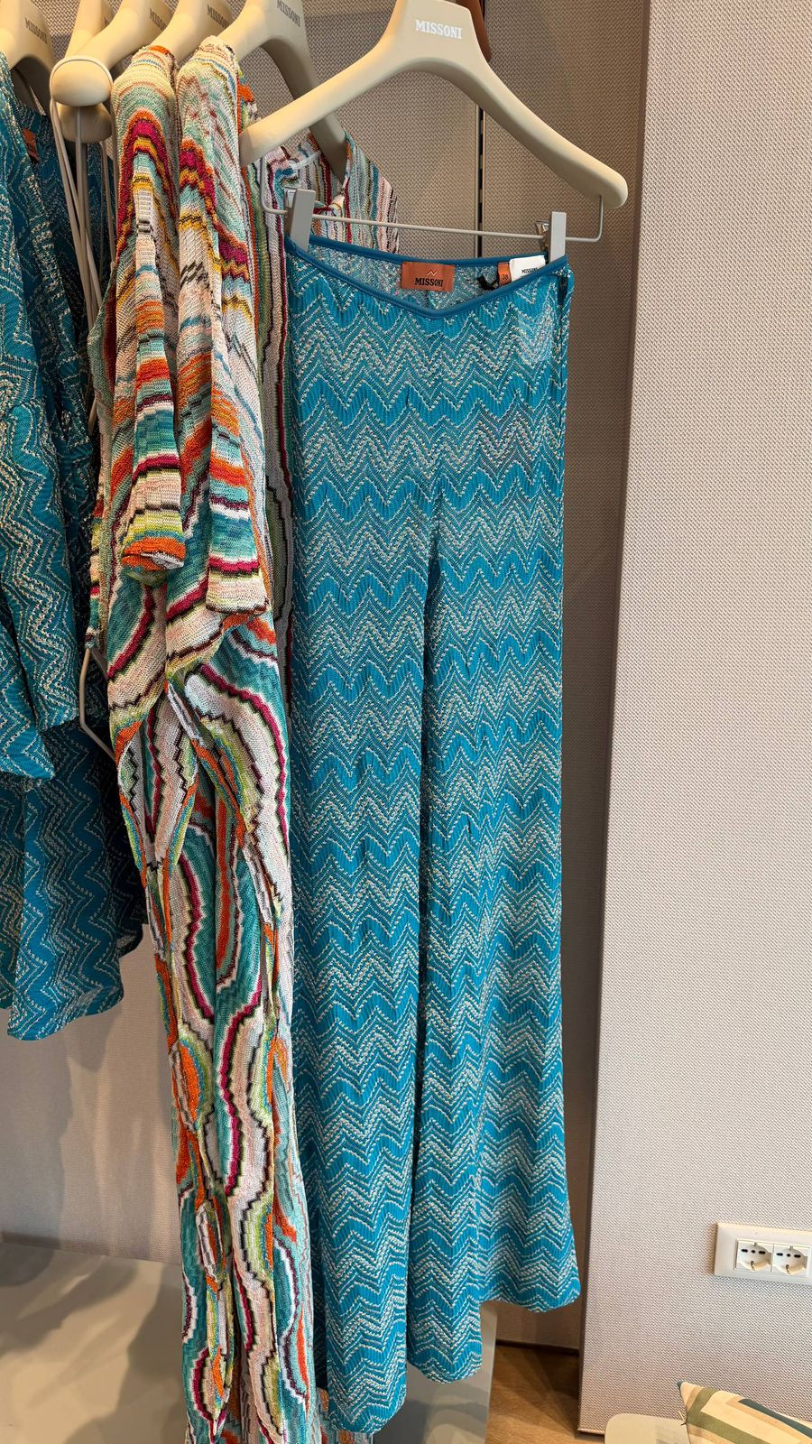 Zigzag Knit Wide-Leg Trousers