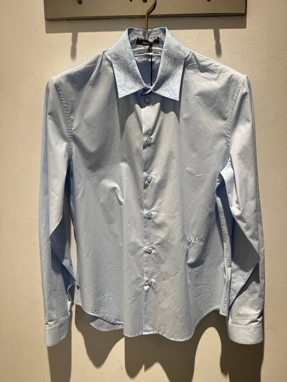 Barocco Print Collar Poplin Shirt