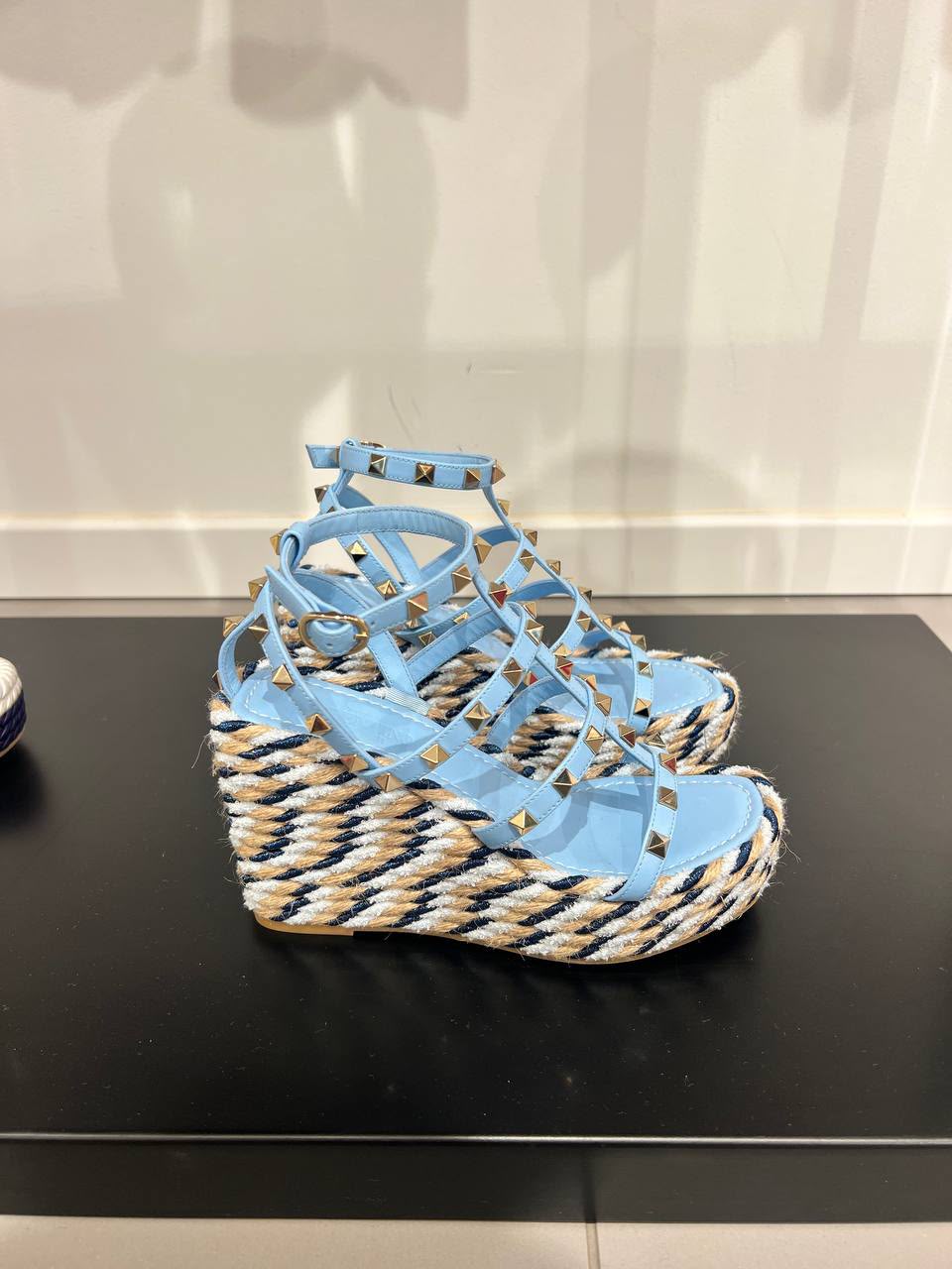 Garavani Rockstud Rope Wedge Sandals
