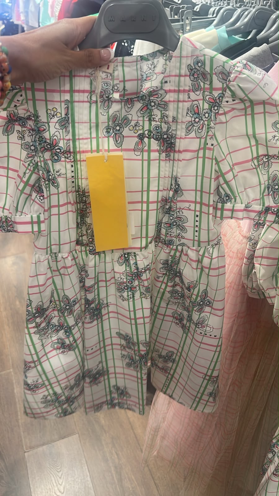 Girls' Floral Plaid Cotton Dress