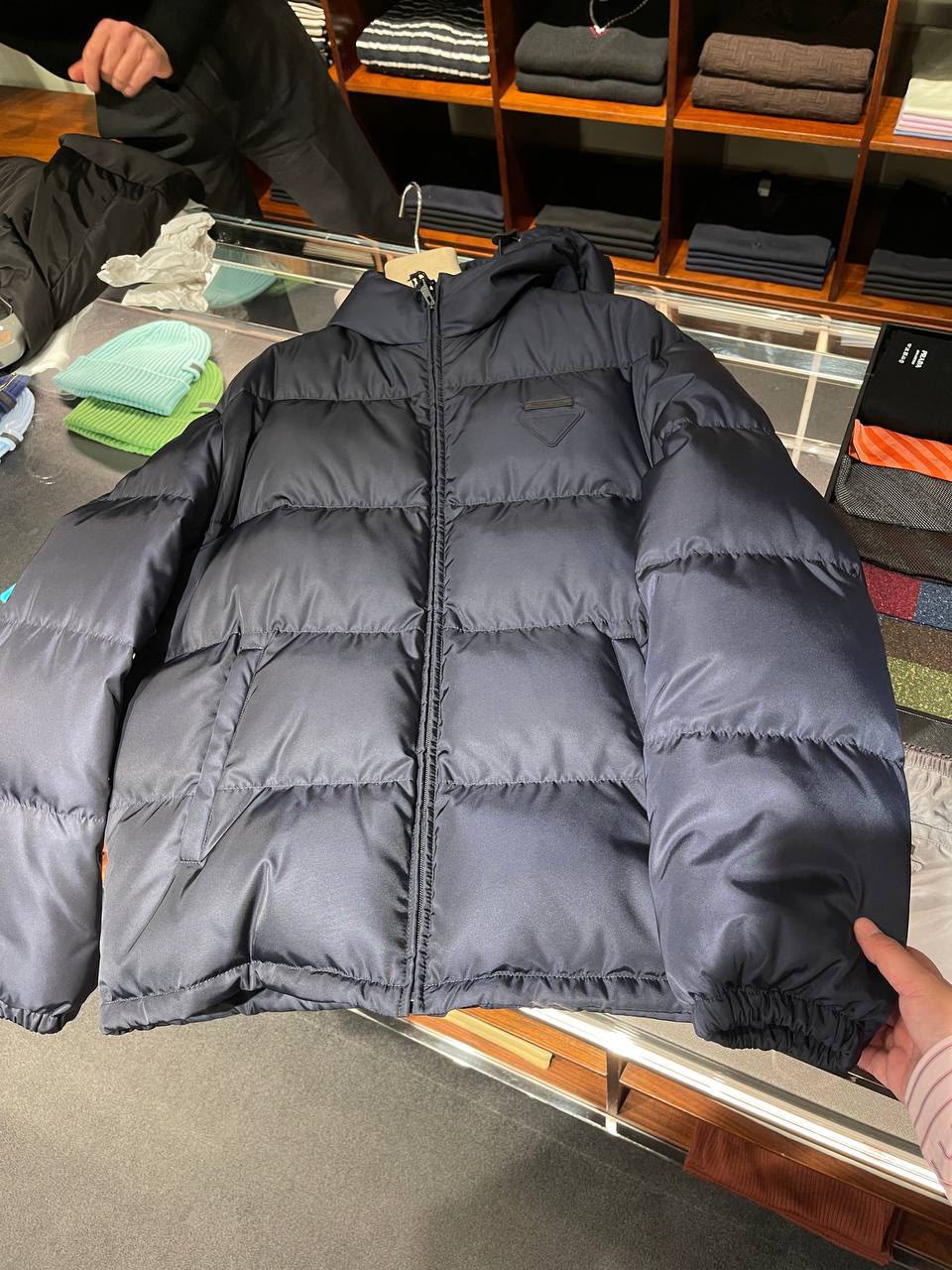Re-Nylon hooded puffer jacket