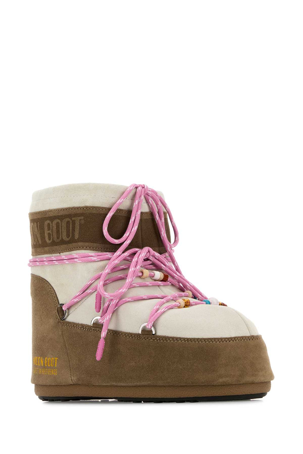 MOON BOOT MB X GIR ICON LOW SUEDE BEADS HONEY/WHITE SAND For Women Exterior: 100% Suede Interior: 100% Fabric Sole: Rubber
