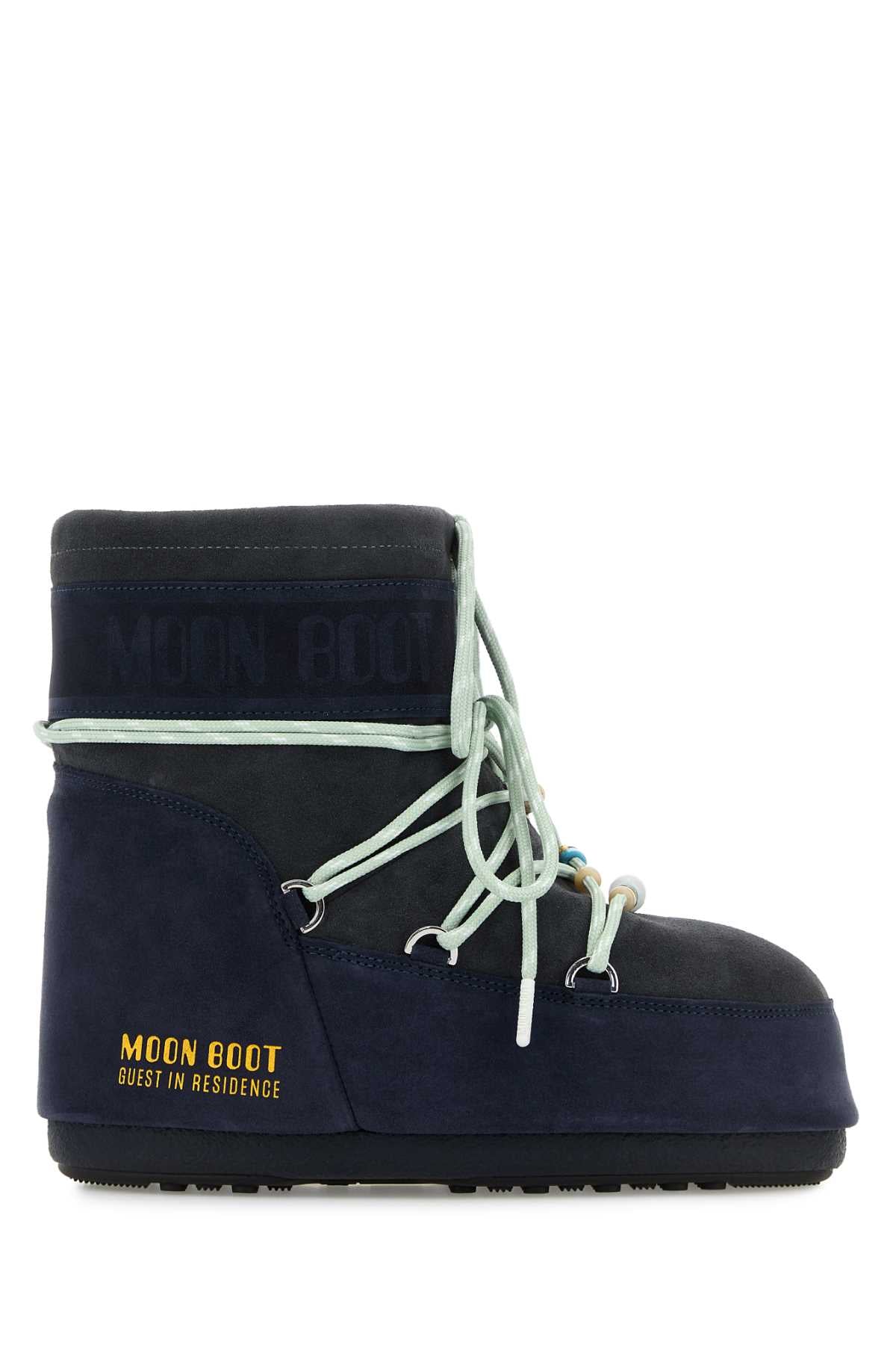 MOON BOOT MB X GIR ICON LOW SUEDE BEADS MIDNIGHT/GREY For Women Exterior: 100% Suede Interior: 100% Fabric Sole: Rubber