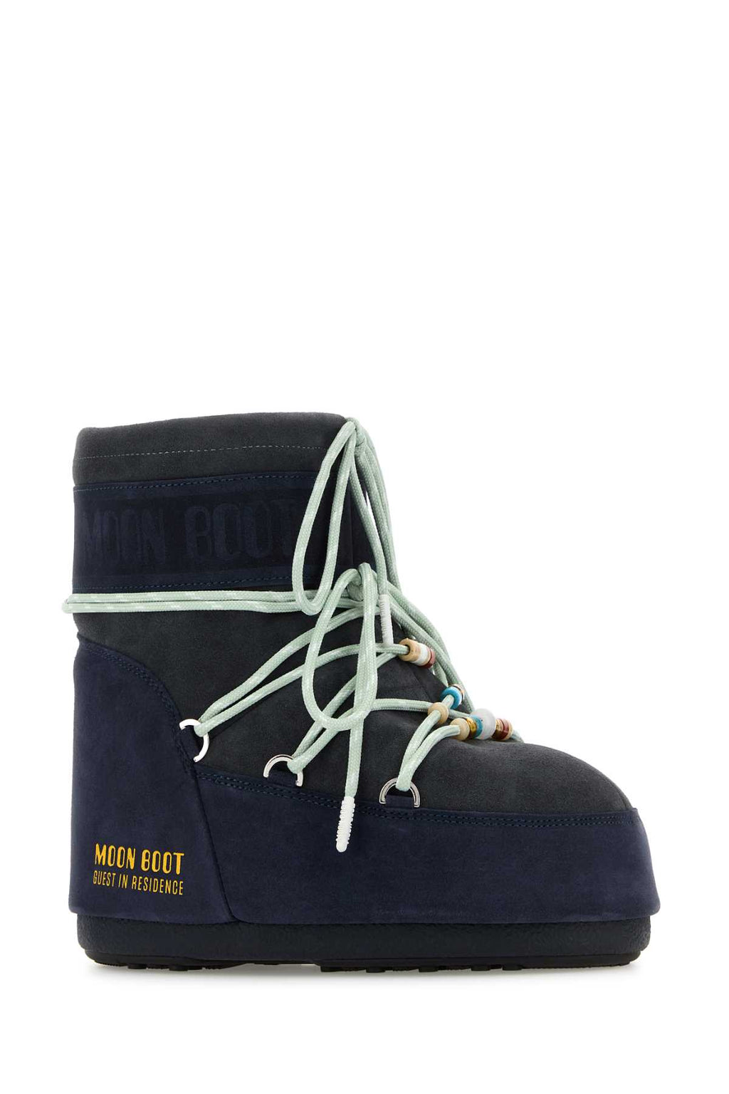 MOON BOOT MB X GIR ICON LOW SUEDE BEADS MIDNIGHT/GREY For Women Exterior: 100% Suede Interior: 100% Fabric Sole: Rubber