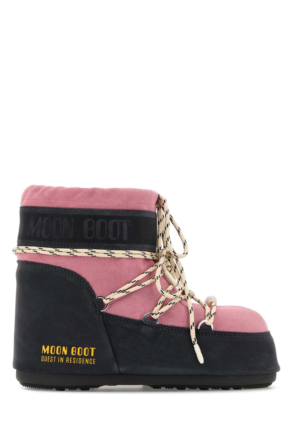 MOON BOOT MB X GIR ICON LOW SUEDE BEADS GREY/ROSE For Women Exterior: 100% Suede Interior: 100% Fabric Sole: Rubber