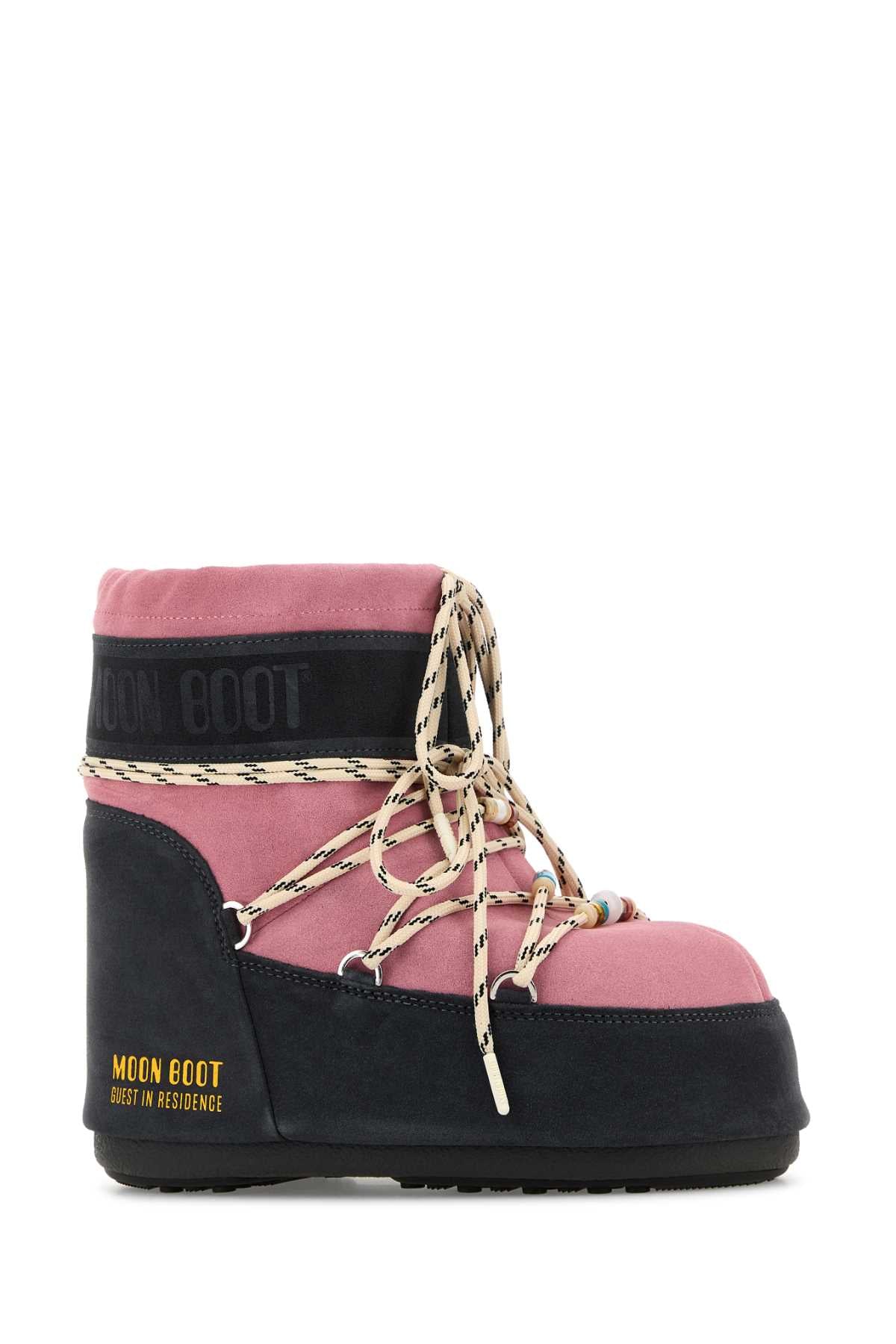 MOON BOOT MB X GIR ICON LOW SUEDE BEADS GREY/ROSE For Women Exterior: 100% Suede Interior: 100% Fabric Sole: Rubber