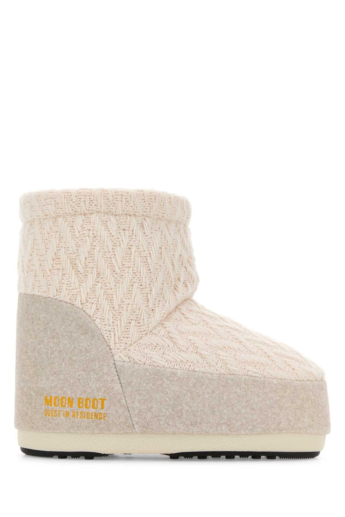 MOON BOOT MB X GIR ICON LOW NOLACE KNIT WHITE SAND For Women Exterior: 100% Fabric Interior: 100% Fabric Sole: Rubber