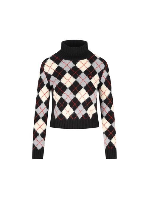 Argyle Turtleneck Sweater in Brushed Wool