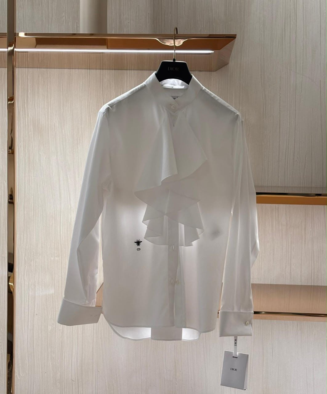 Bee Embroidered Ruffled Shirt