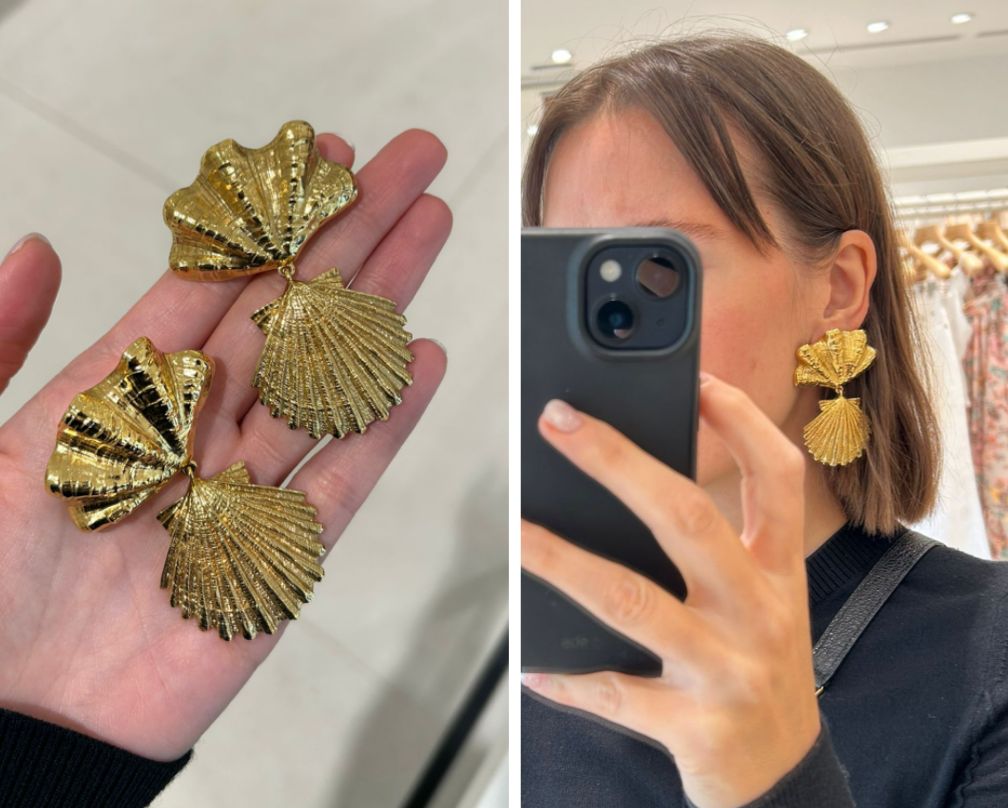 Double Shell Drop Earrings