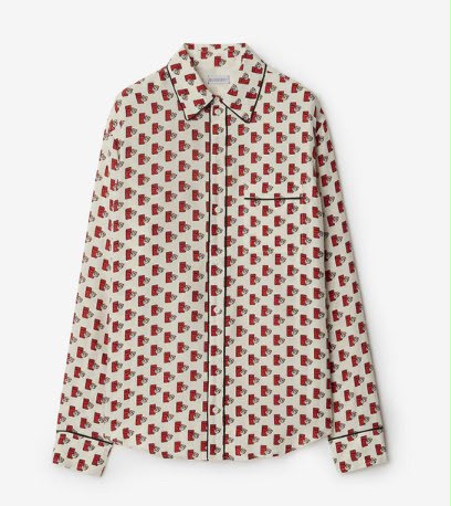 Logo-Print Silk Pajama Shirt