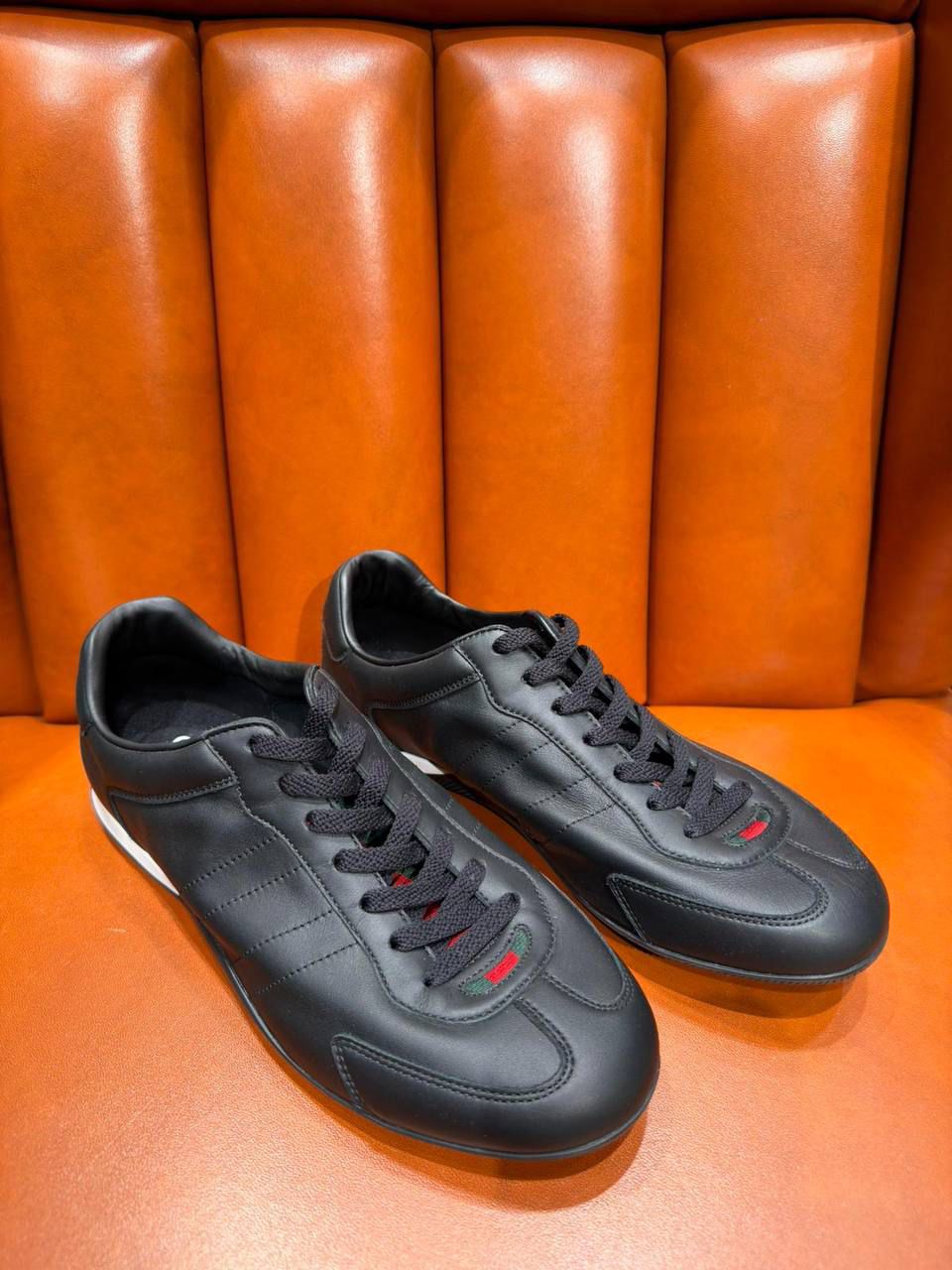 Men's Leather Sneaker with Web