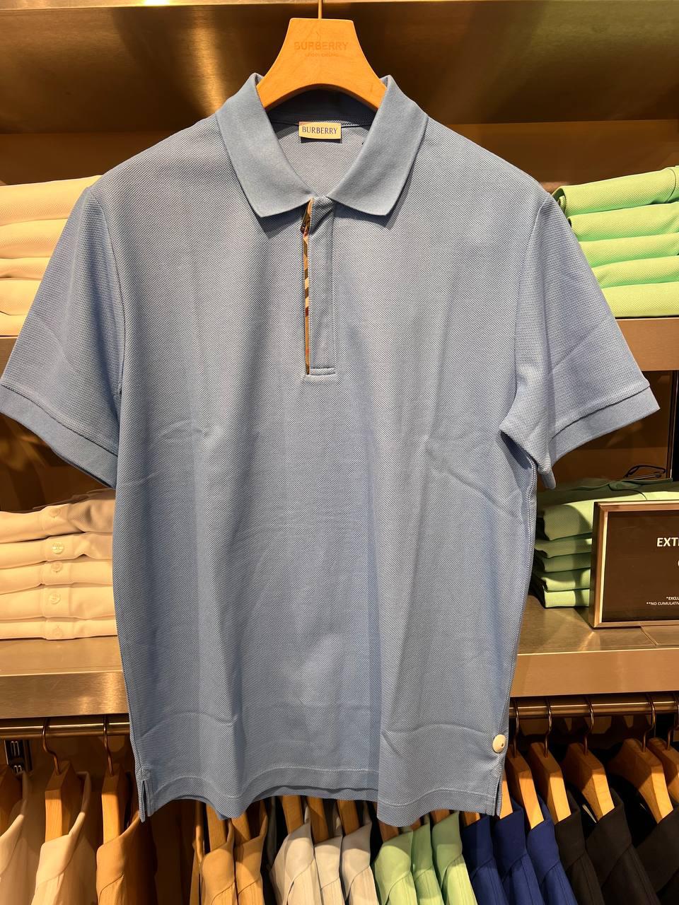 Check Placket Cotton Piqué Polo Shirt