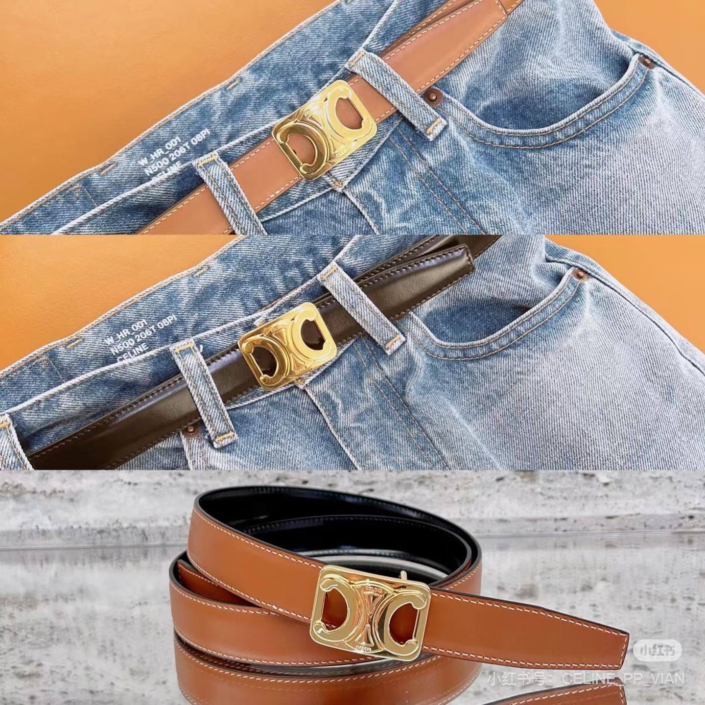Medium Triomphe Belt in Smooth Calfskin