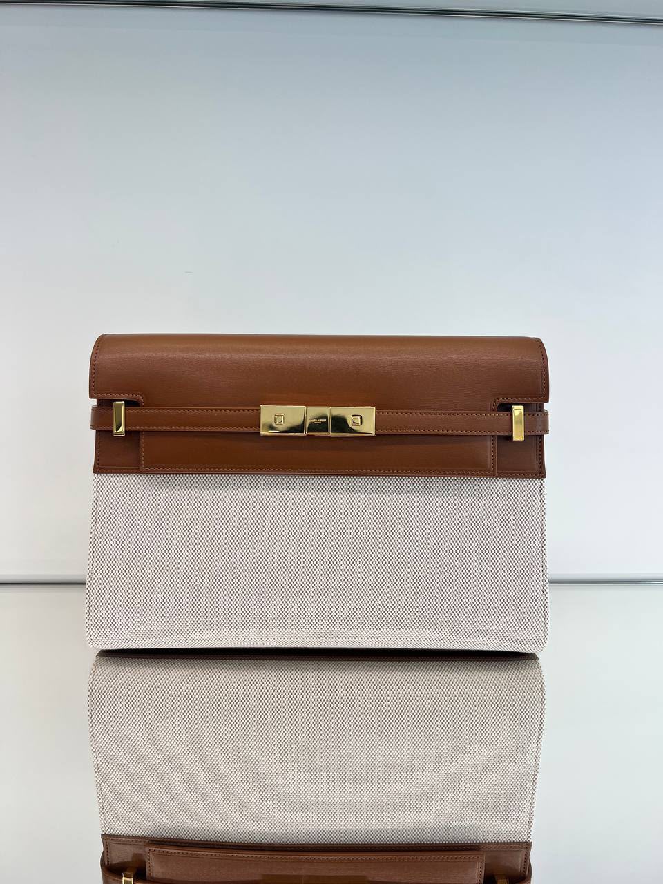 Manhattan Small Shoulder Bag in Canvas and Smooth Leather