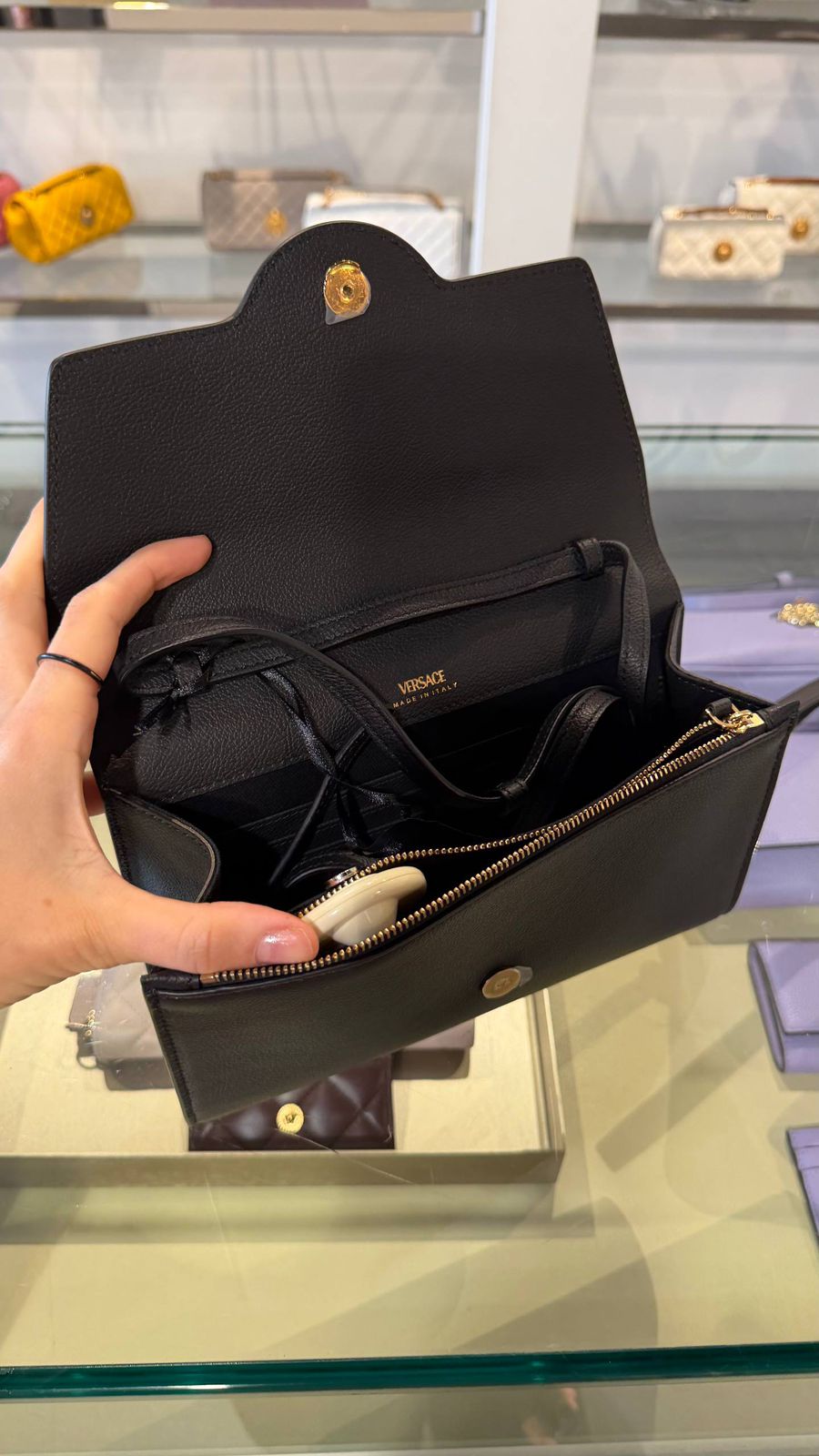 Versace La Medusa Leather Clutch/Crossbody Bag