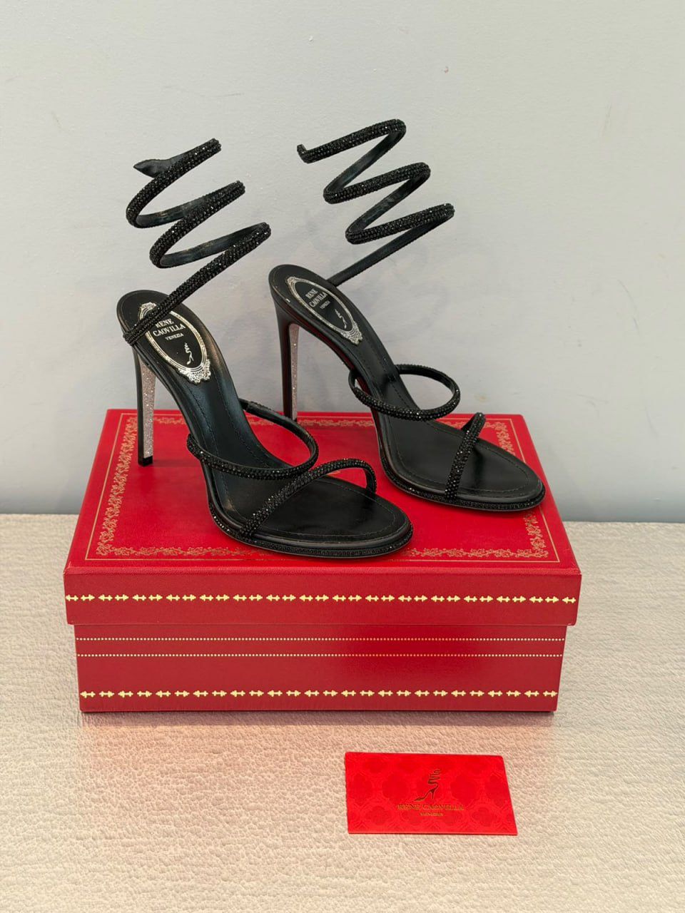 Cleo Crystal-Embellished Spiral Sandals