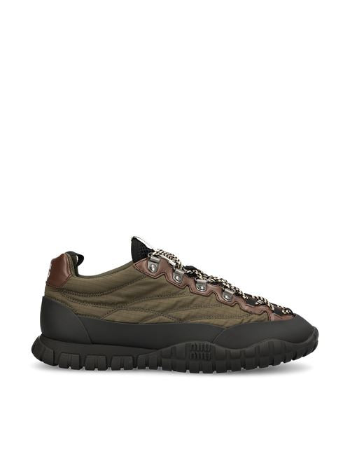 Sneakers in Tessuto Tecnico e Pelle Militare