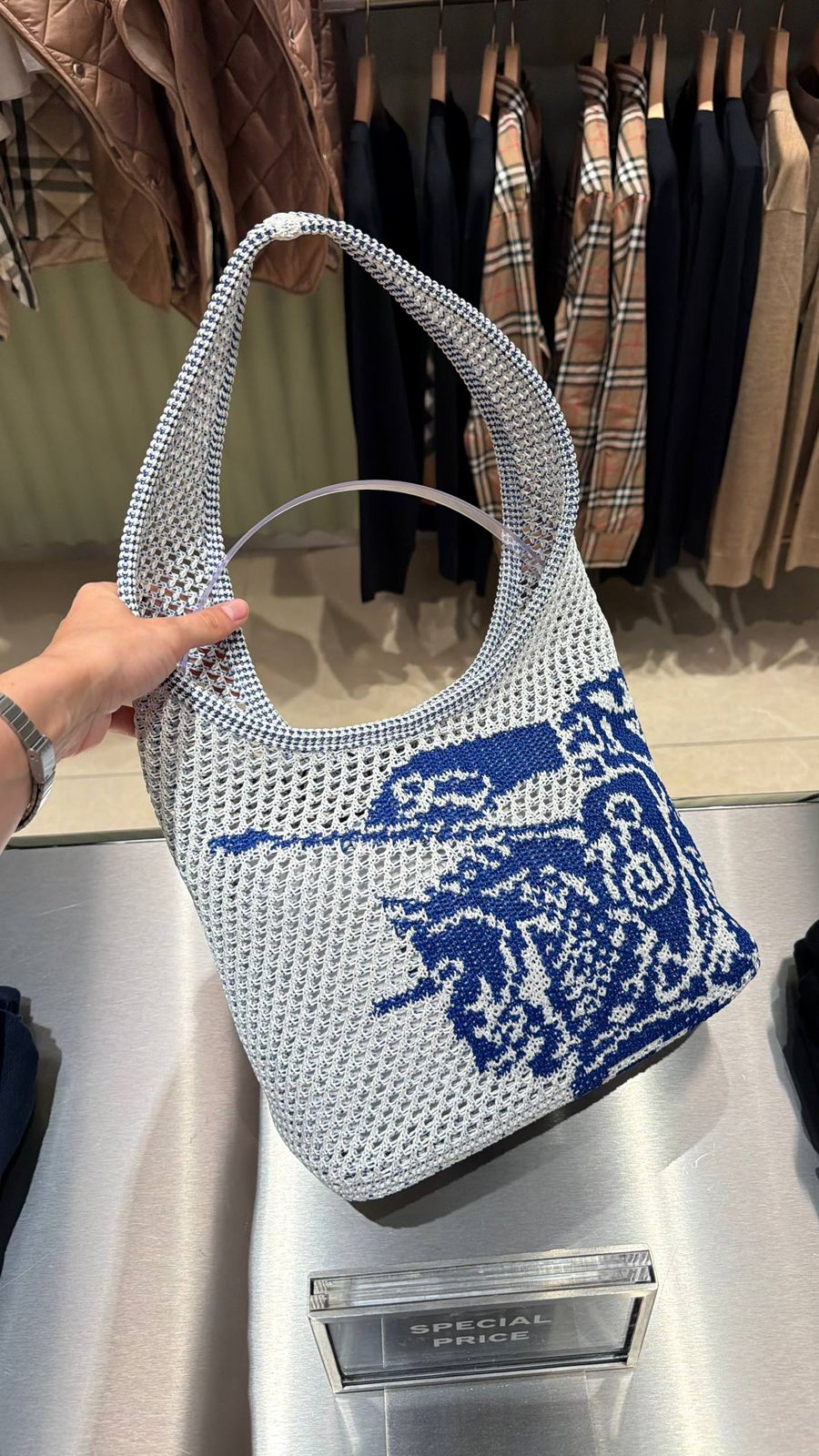 Equestrian Knight Design Crochet Tote Bag