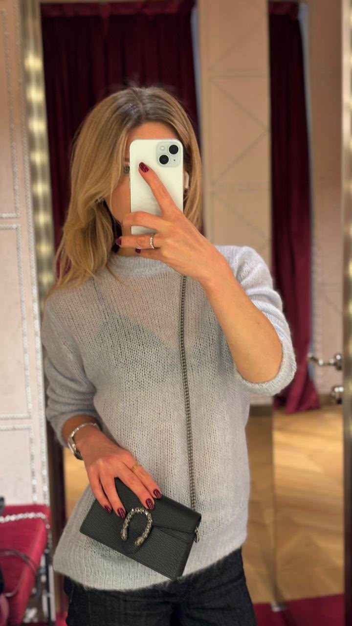 Mohair-blend knit sweater