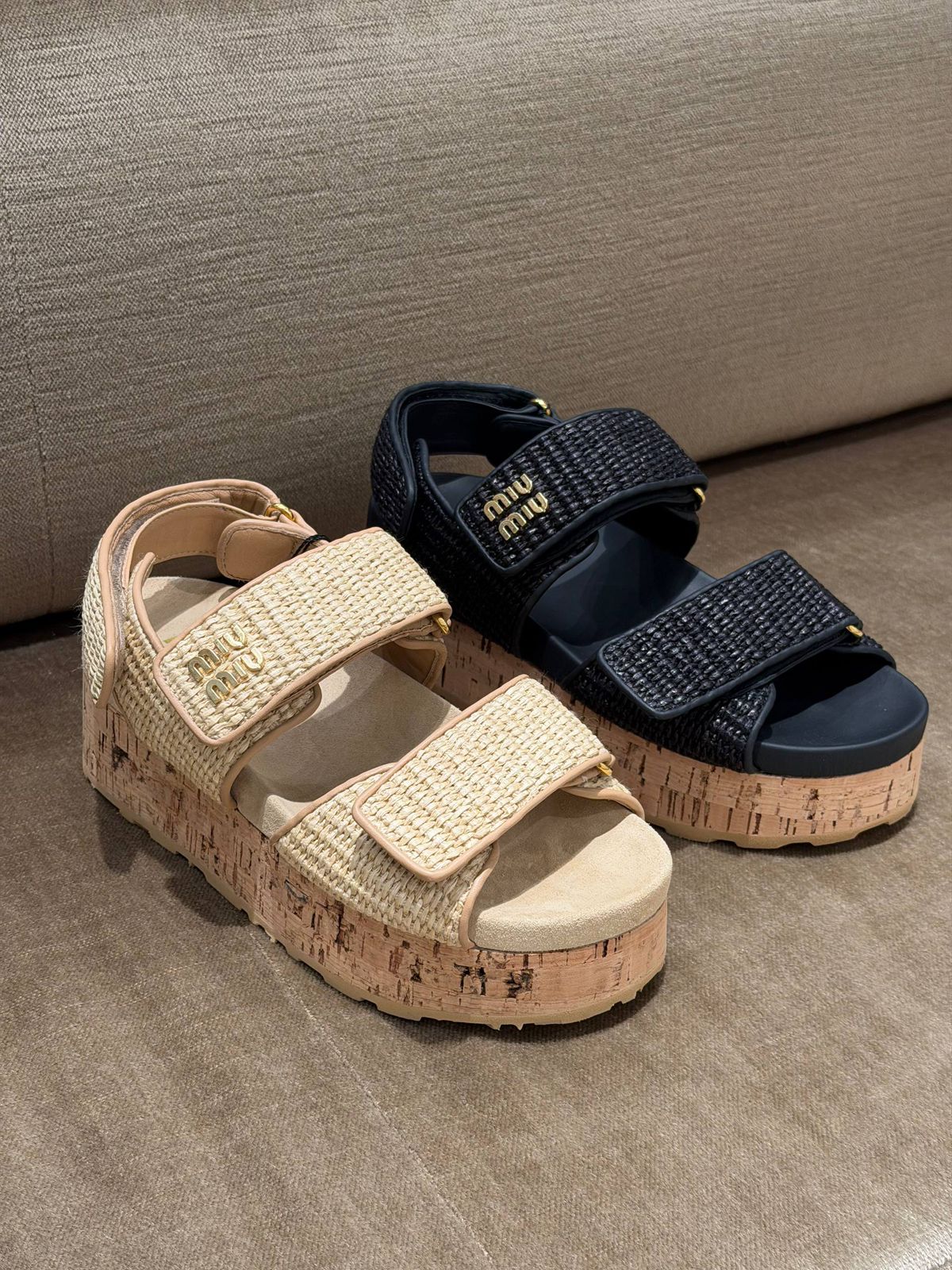Woven fabric platform sandals