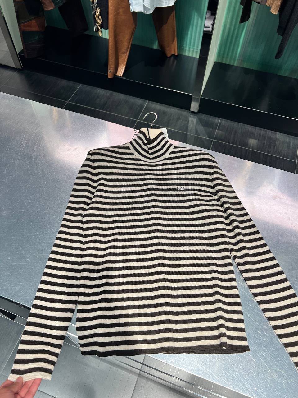Striped Wool Turtleneck Sweater