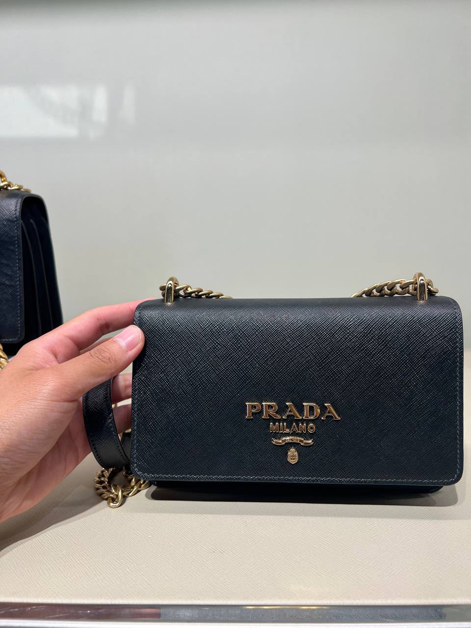 Saffiano Leather Chain Wallet