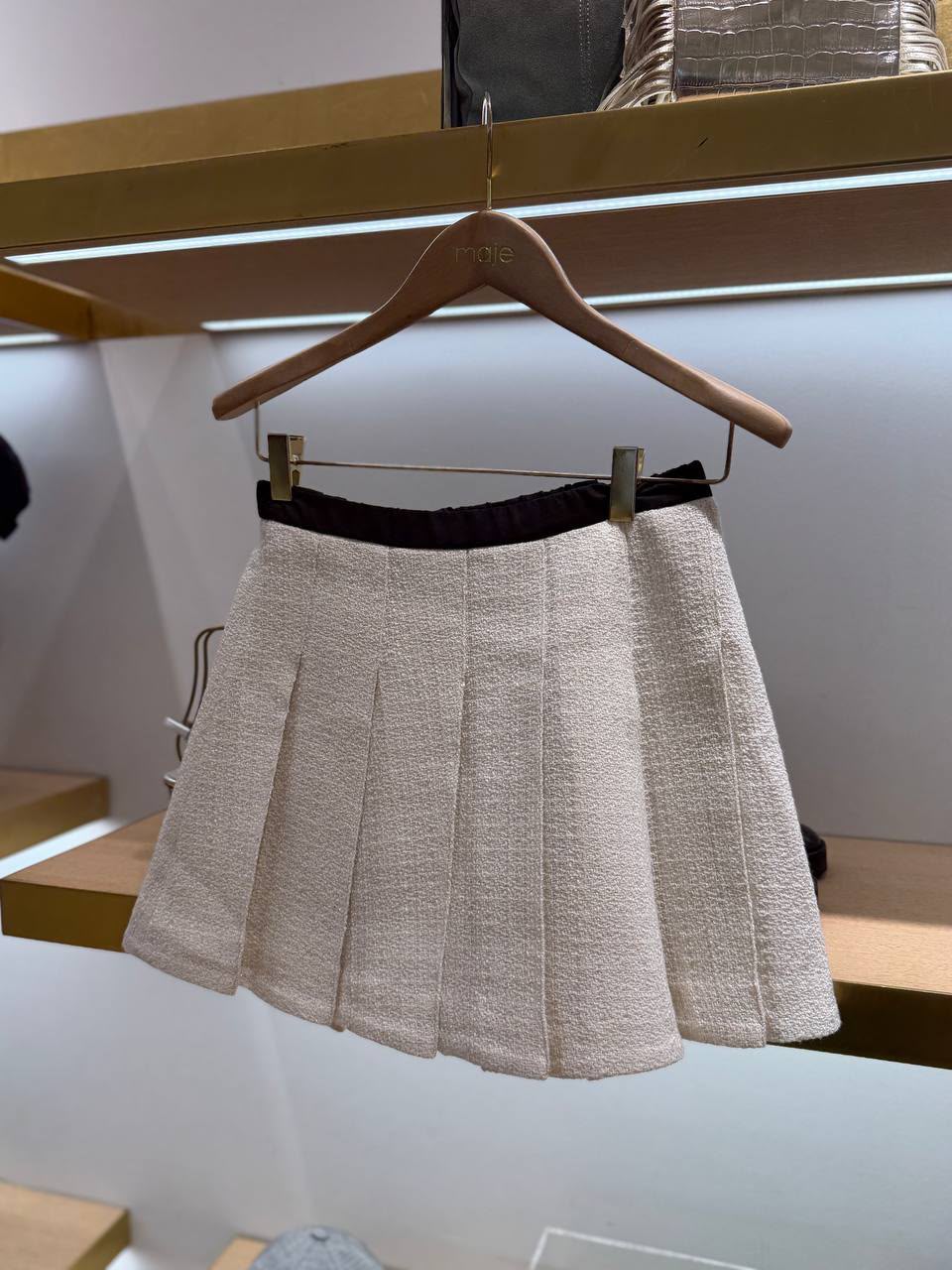 Tweed Pleated Mini Skirt