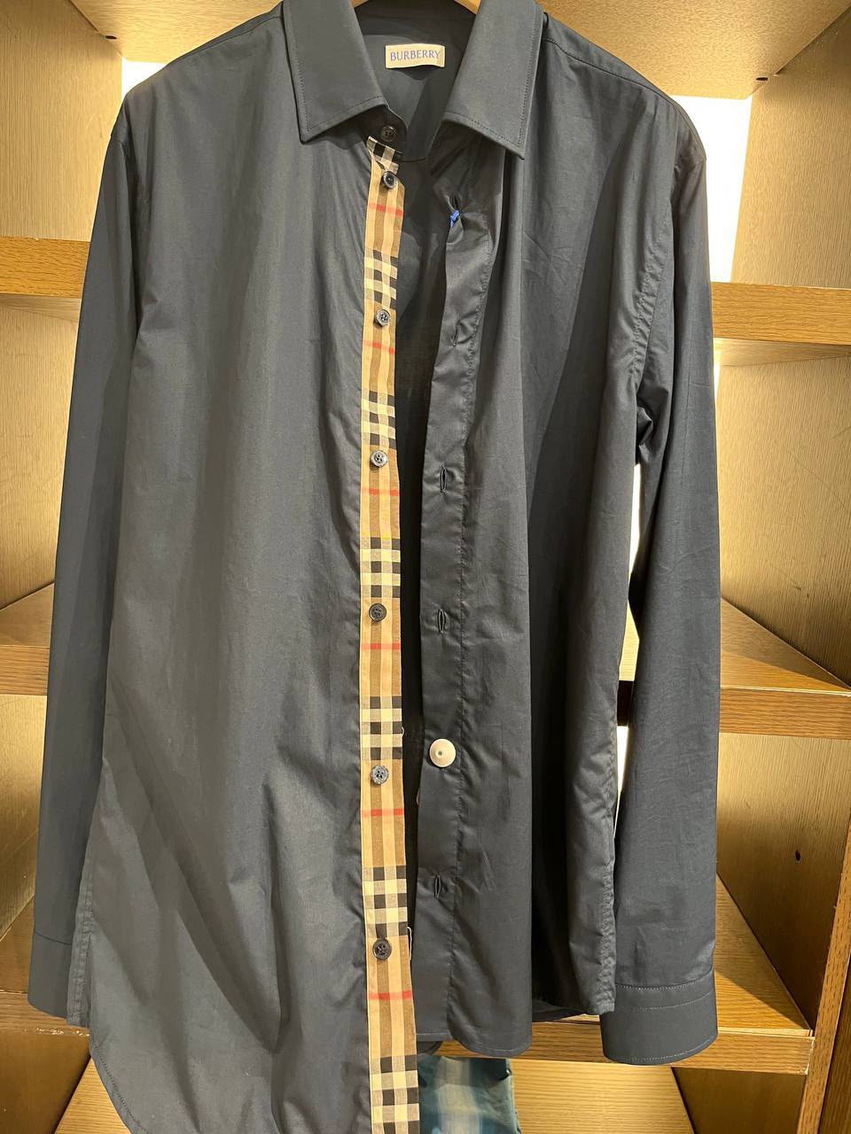 Check Placket Cotton Poplin Shirt