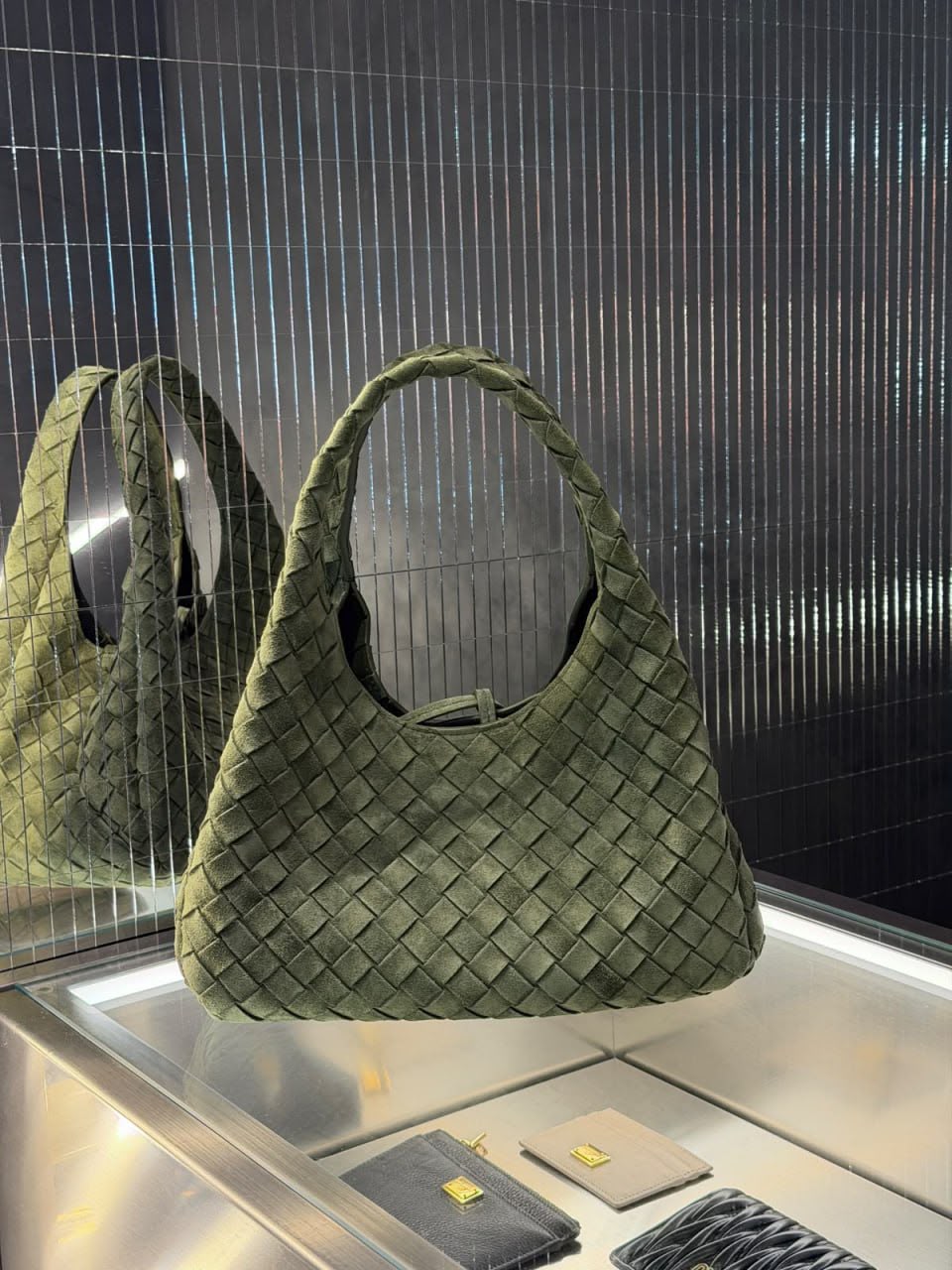 Hop Small Intrecciato Suede Shoulder Bag