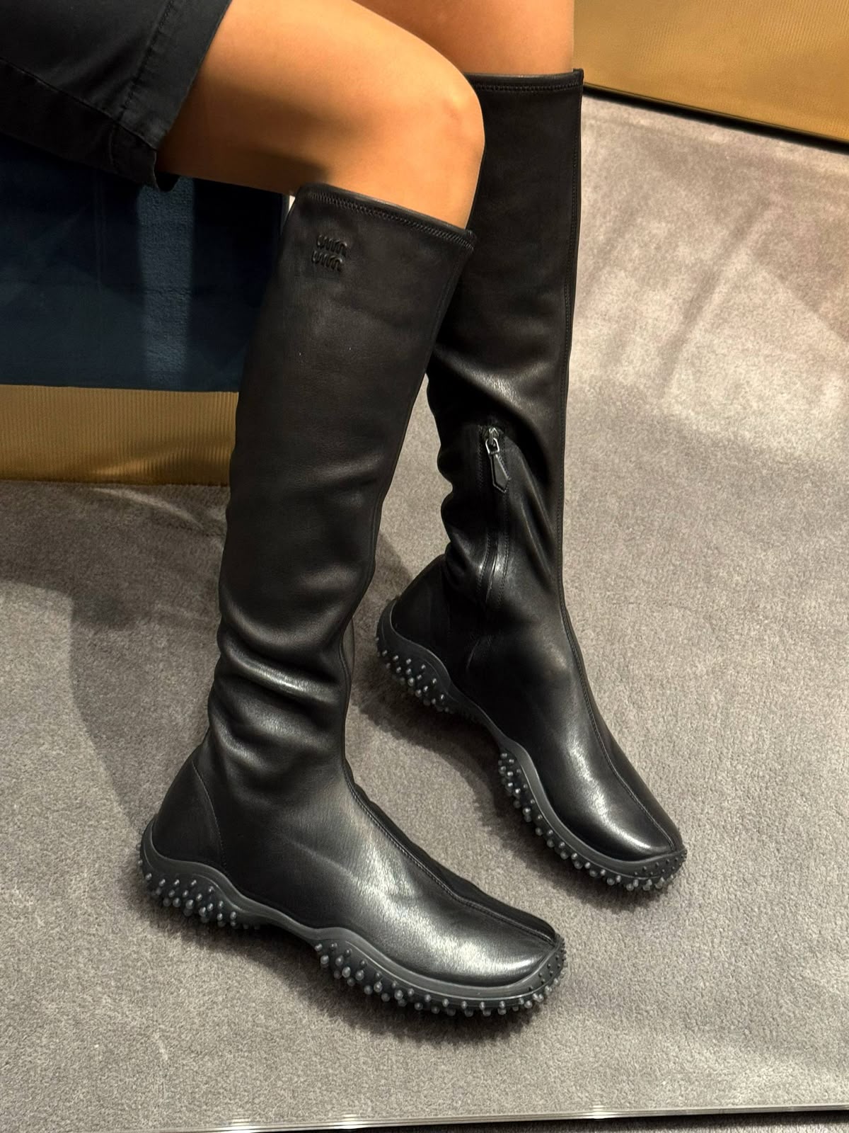 Leather knee boots