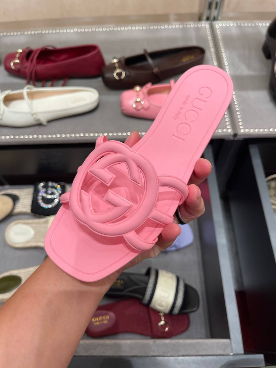 Rubber Slide Sandal with Interlocking G